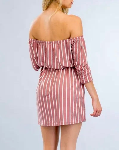 Off Shoulder Stripe Dress
