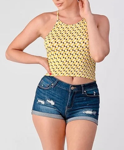 Pattern Printed Crop Top