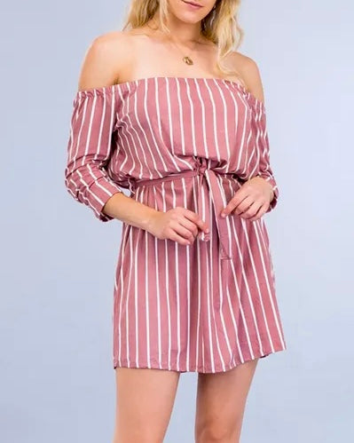 Off Shoulder Stripe Dress