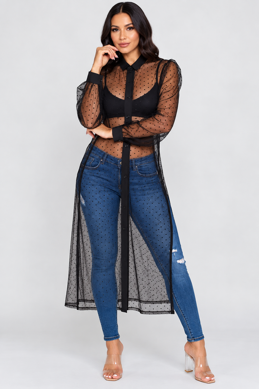 Polka-Dot Mesh Duster