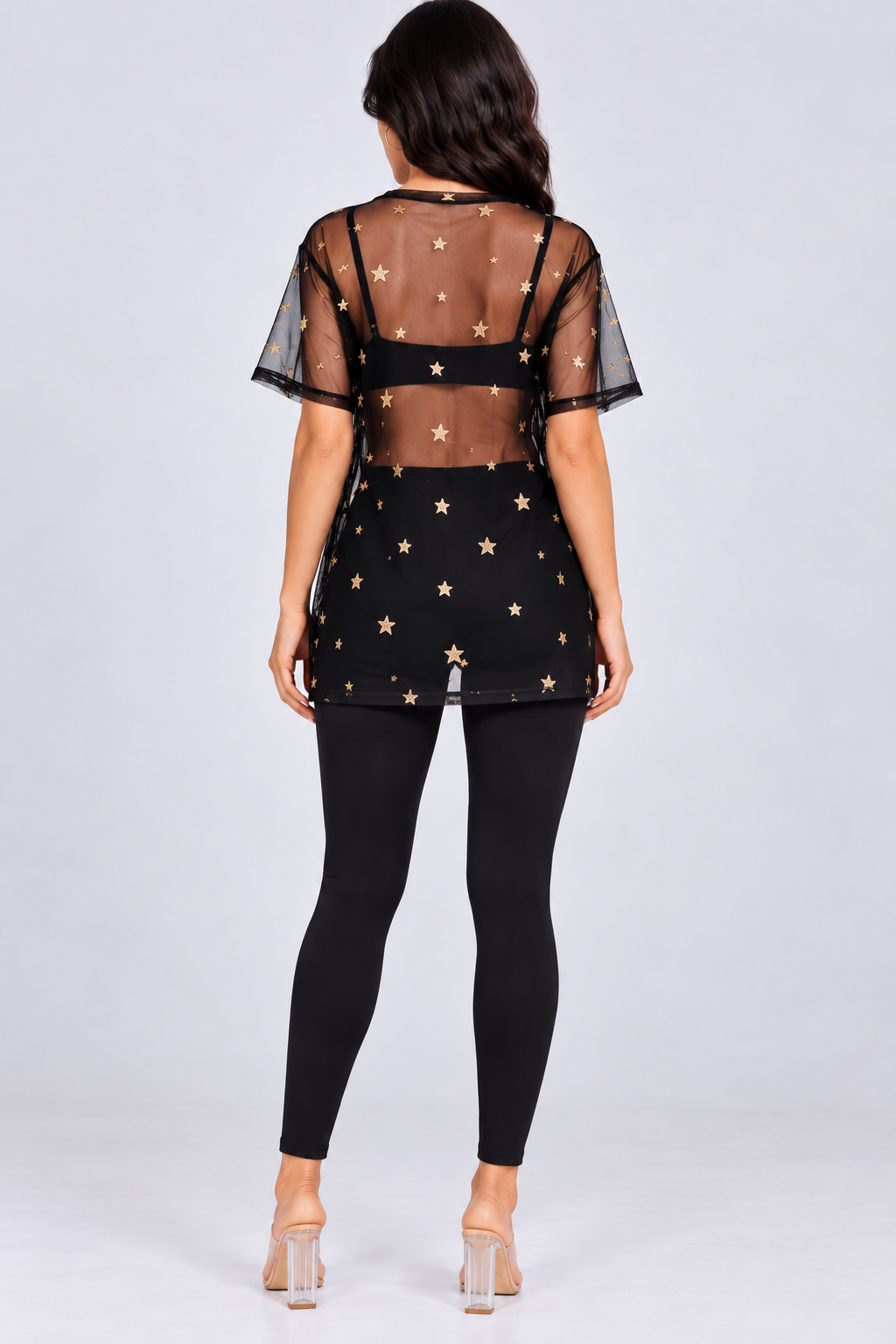 Star Mesh Print Top