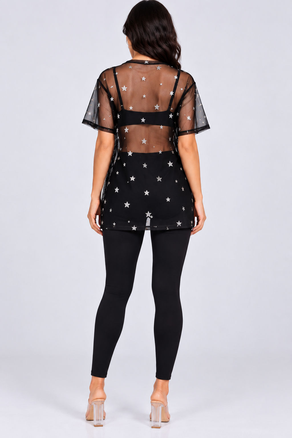 Star Mesh Print Top