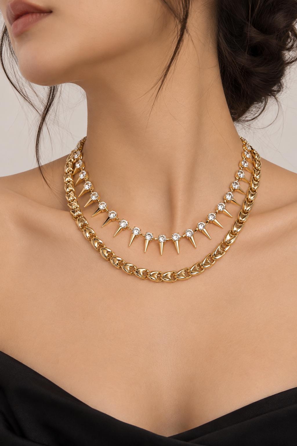 Rivet Rhinestone Necklace